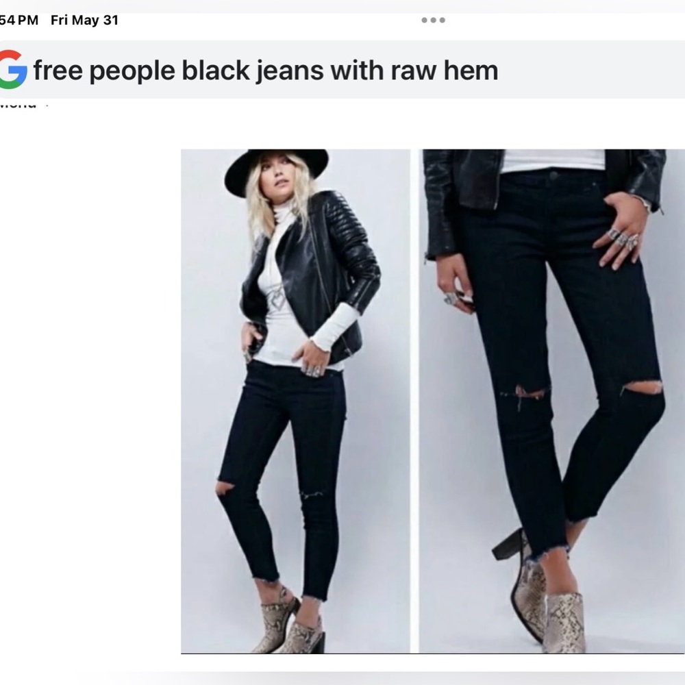 ** Free People Black Distressed! Raw Hem Jeans